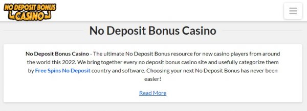 NoDepositBonusCasino free spins no deposit bonus